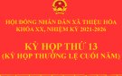 HĐND Xã Thiệu Hòa tổ chức kỳ họp thứ 13, khóa XX, Nhiệm kỳ 2021-2026